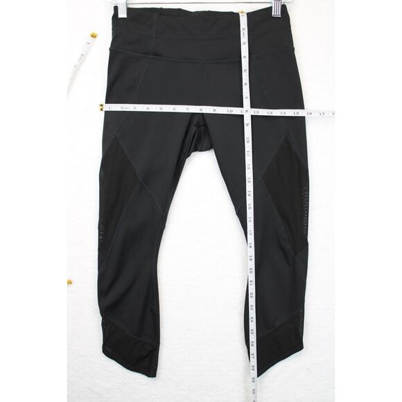 Athleta Mesh Capri Leggings Women S Black Drawstring Athleisure Fitness Yoga - Picture 4 of 15